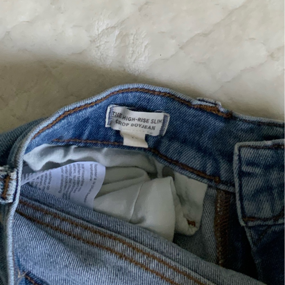 🔵 Madewell The High-Rise Slimp Crop Boyjean: Knee-Rip Edition 24 - Picture 3 of 6